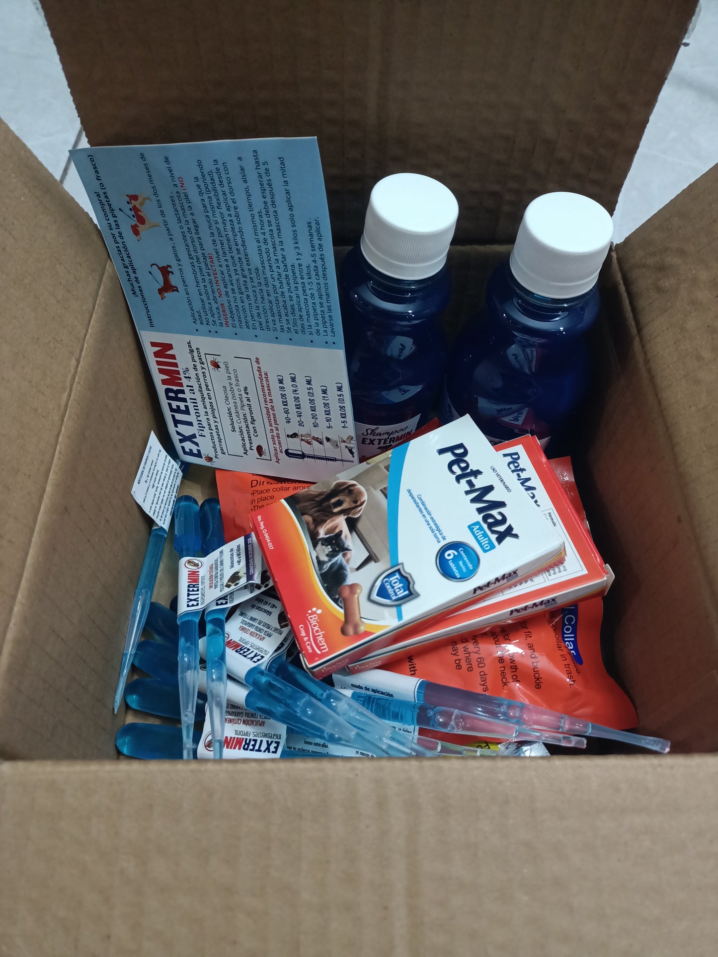 2 cajas desparasitante petmax + 20 pipetas antipulgas perros y gatos - desparasitante y antipulgas