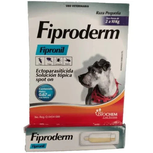 Pipeta fiproderm antipulgas razas pequeñas con fipronil - Tienda de Mascotas | pipetas antipulgas anikill y extermin
