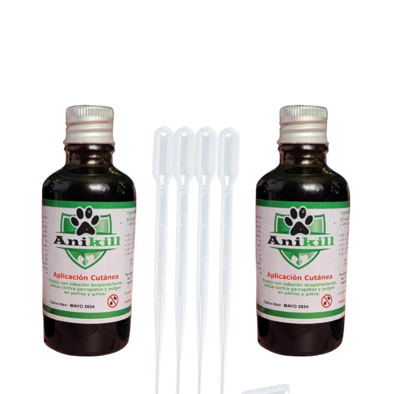 2 Frascos 50ml de aceite antipulgas fipronil anikill perros y gatos - Tienda de Mascotas | pipetas antipulgas anikill y extermin