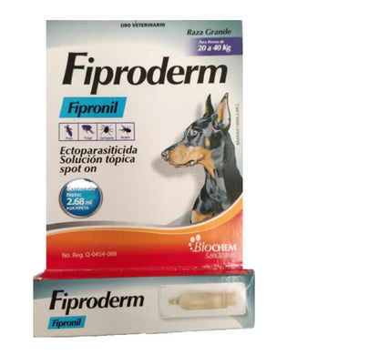 2 pipetas fiproderm raza grandes 20-40 kilos - Tienda de Mascotas | pipetas antipulgas anikill y extermin