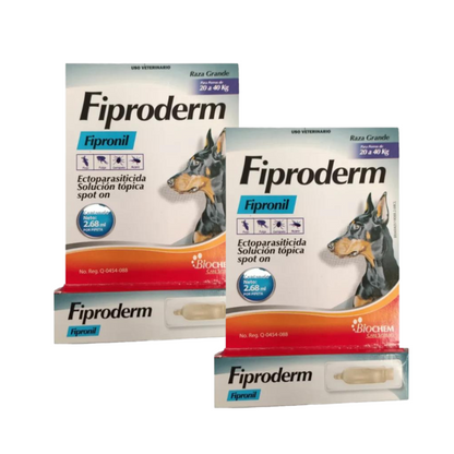 2 pipetas fiproderm raza grandes 20-40 kilos - Tienda de Mascotas | pipetas antipulgas anikill y extermin