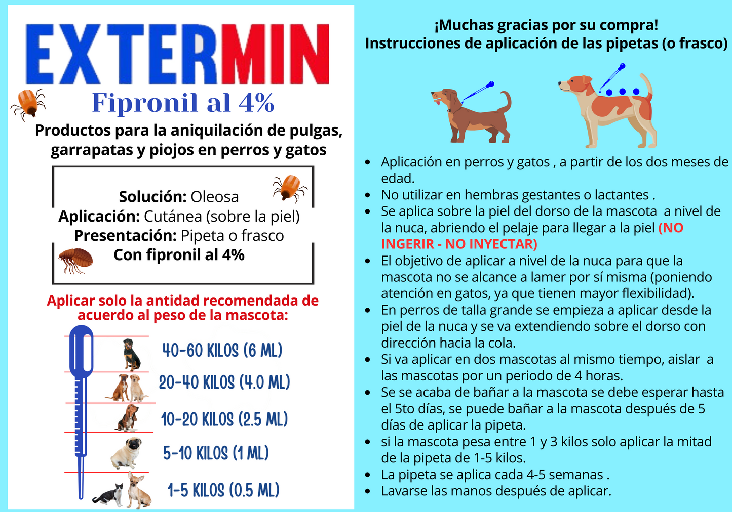 2 cajas desparasitante petmax + 20 pipetas antipulgas perros y gatos