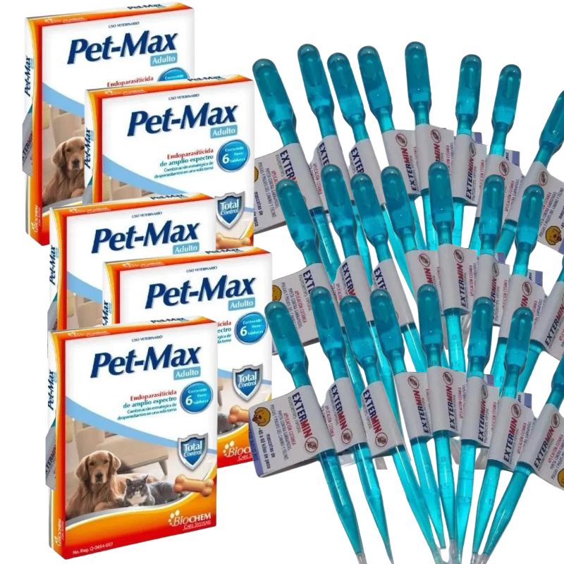 5 cajas de desparasitante y 100 pipetas - Tienda de Mascotas | pipetas antipulgas anikill y extermin