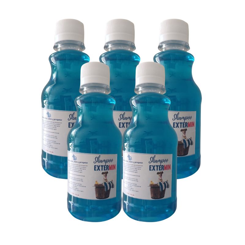 5 shampoo antipulgas de 250 ml apto perros y gatos - Tienda de Mascotas | pipetas antipulgas anikill y extermin