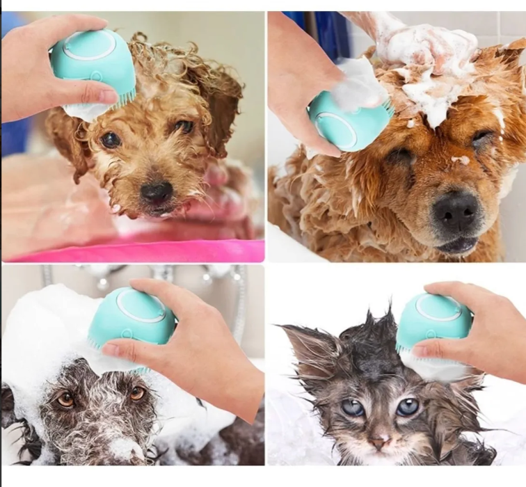 Cepillo de baño para mascotas, dispensador de baño para perros y gatos