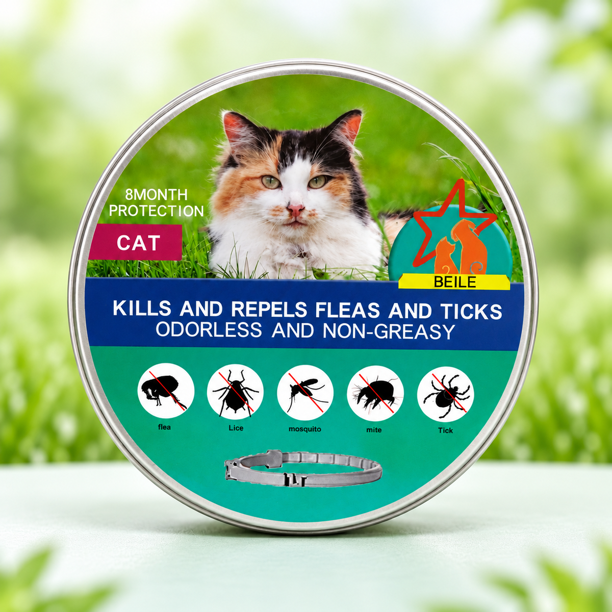 Collar antipulgas para gato ajustable
