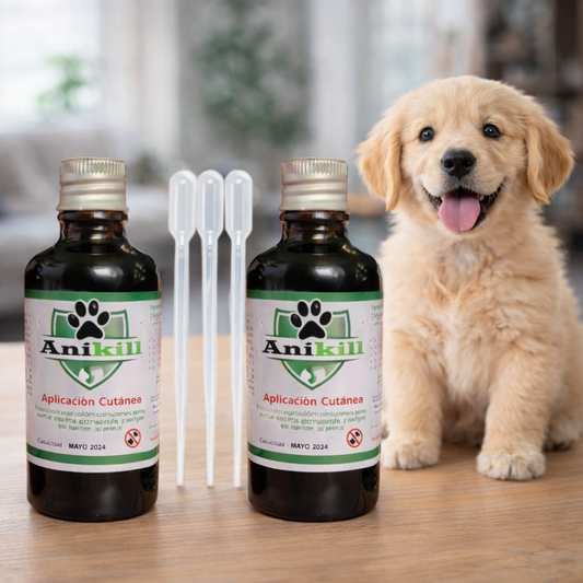 2 Frascos 50ml de aceite antipulgas fipronil anikill perros y gatos