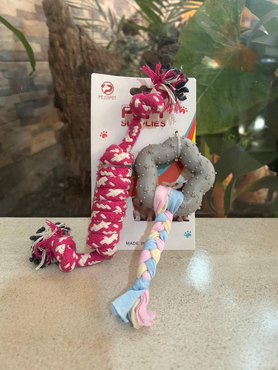 Kit 2 juguetes mordederas para perro