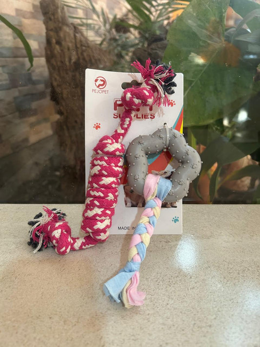 Kit 2 juguetes mordederas para perro