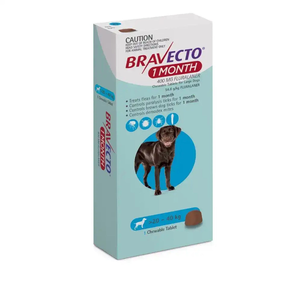 Bravecto 1 mes masticable de 20-40 kilos - Tienda de Mascotas | pipetas antipulgas anikill y extermin