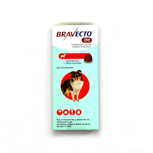 Bravecto masticable 1 mes para 4.5 -10 kilos - Tienda de Mascotas | pipetas antipulgas anikill y extermin