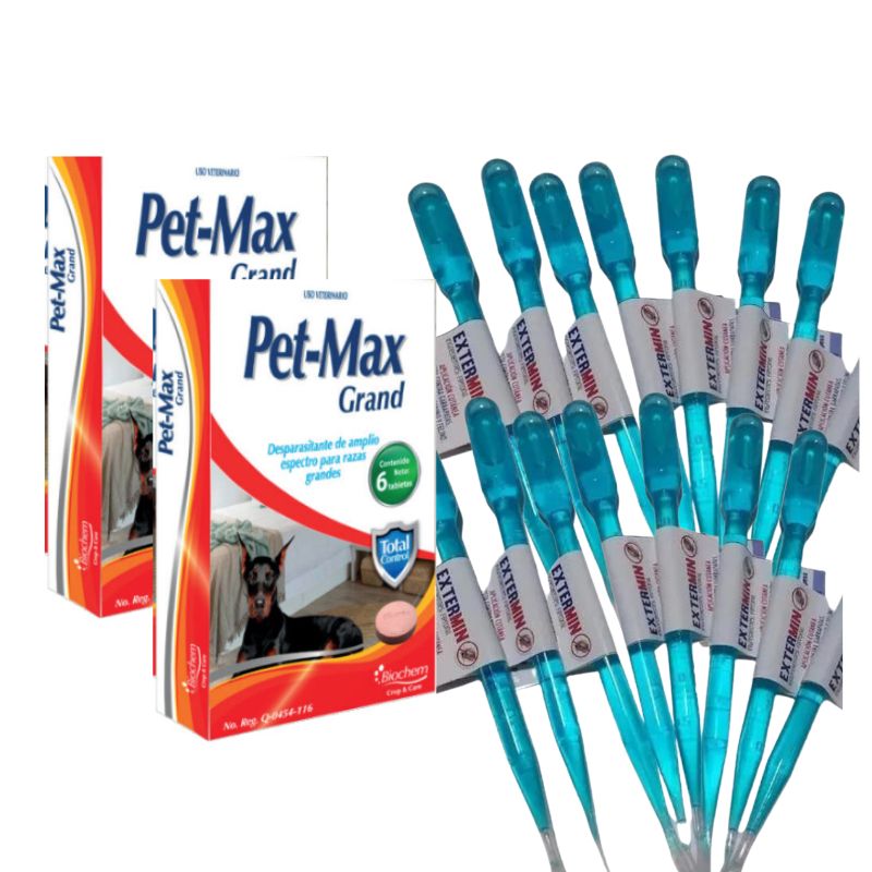 Kit 2 cajas desparasitante perro raza grande + 50 pipetas antipulgas - Tienda de Mascotas | pipetas antipulgas anikill y extermin