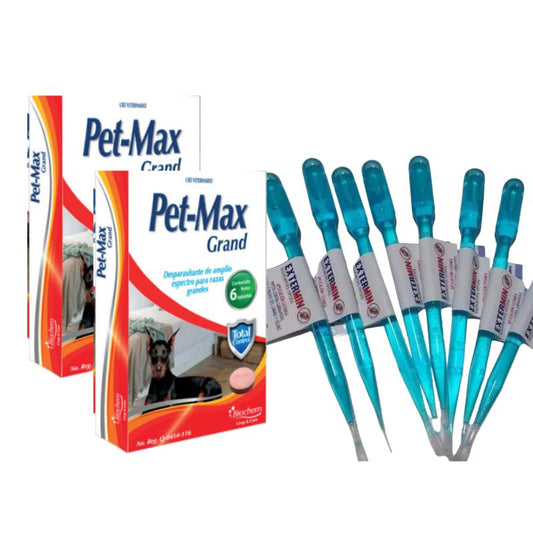 Kit 2 cajas desparasitante perros raza grande y 20 pipetas antipulgas - Tienda de Mascotas | pipetas antipulgas anikill y extermin