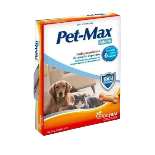 PetMax desparasitante adulto 1 caja con 6 tabletas - Tienda de Mascotas | pipetas antipulgas anikill y extermin